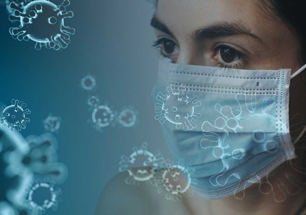 Woman wearing mask to prevent Covid virus